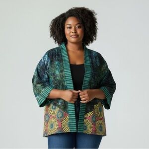 Mixed Print Kimono Cardigan made with Batik fabric.